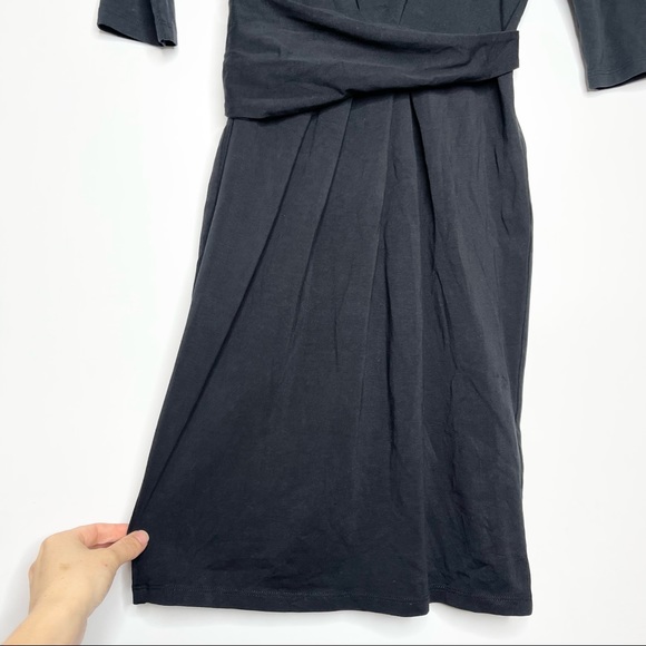 Peruvian Connection Pima Cotton Stretch Sash Black Midi Knee Length Dress Sz XS - Picture 5 of 11